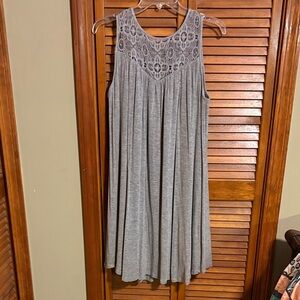 Nina Leonard Charcoal Lace Yoke Dress